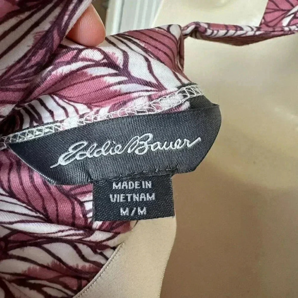 Eddie Bauer sleeveless racerback dress pink leaf shelf bra size medium D38 - Picture 6 of 9